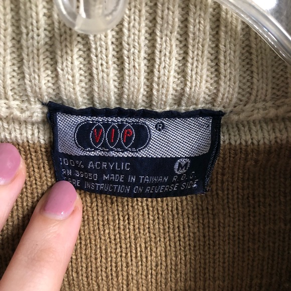 Vintage Neutral Terry Cloth Knit Striped Sweater - Picture 7 of 10